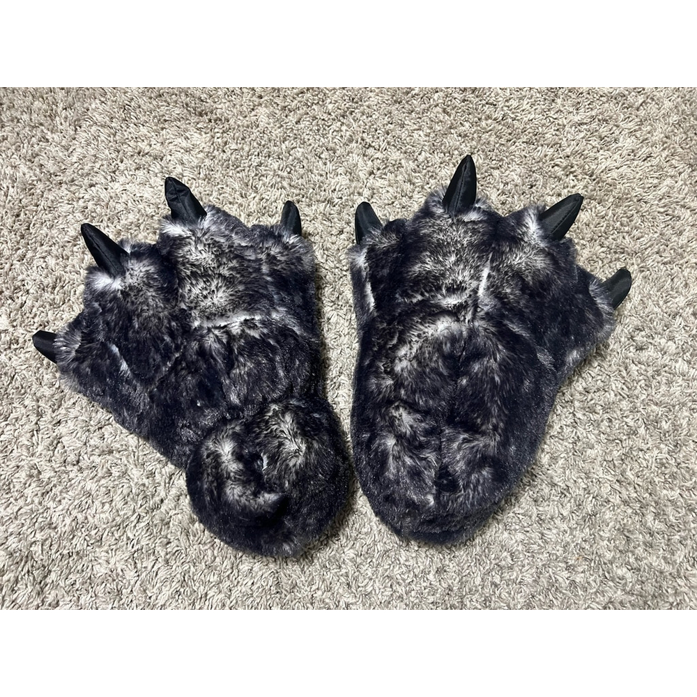 Millffy Funny Slippers Grizzly Bear Stuffed Animal Furry Claw Paw Slippers large